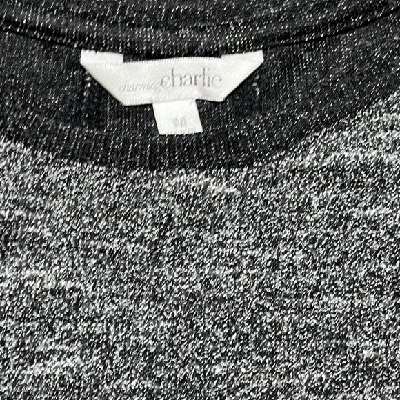 Charming Charlie grey with black pullover sweater, Cotton lace trim, size M - Picture 2 of 10